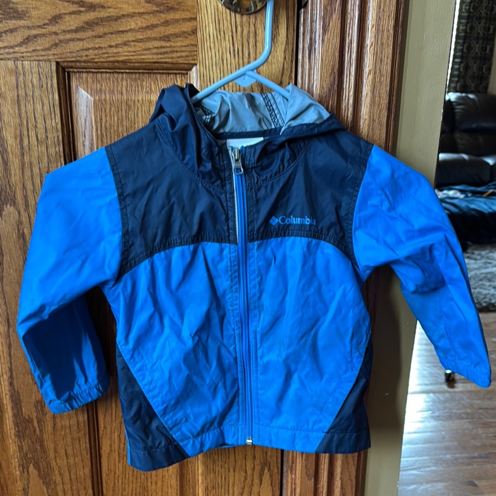 Columbia Blue Raincoat Lightweight Hooded Jacket